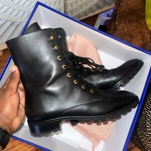 Stuart Weitzman Laine Leather Combat Boots -  9.5 US